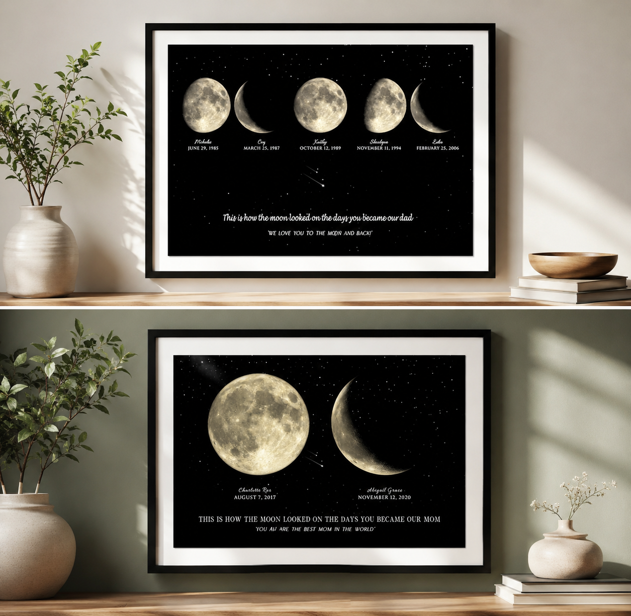 Personalized Father’s Day Moon Phase Print – Custom Dad Gift from Kids – Night Sky Artwork for Father