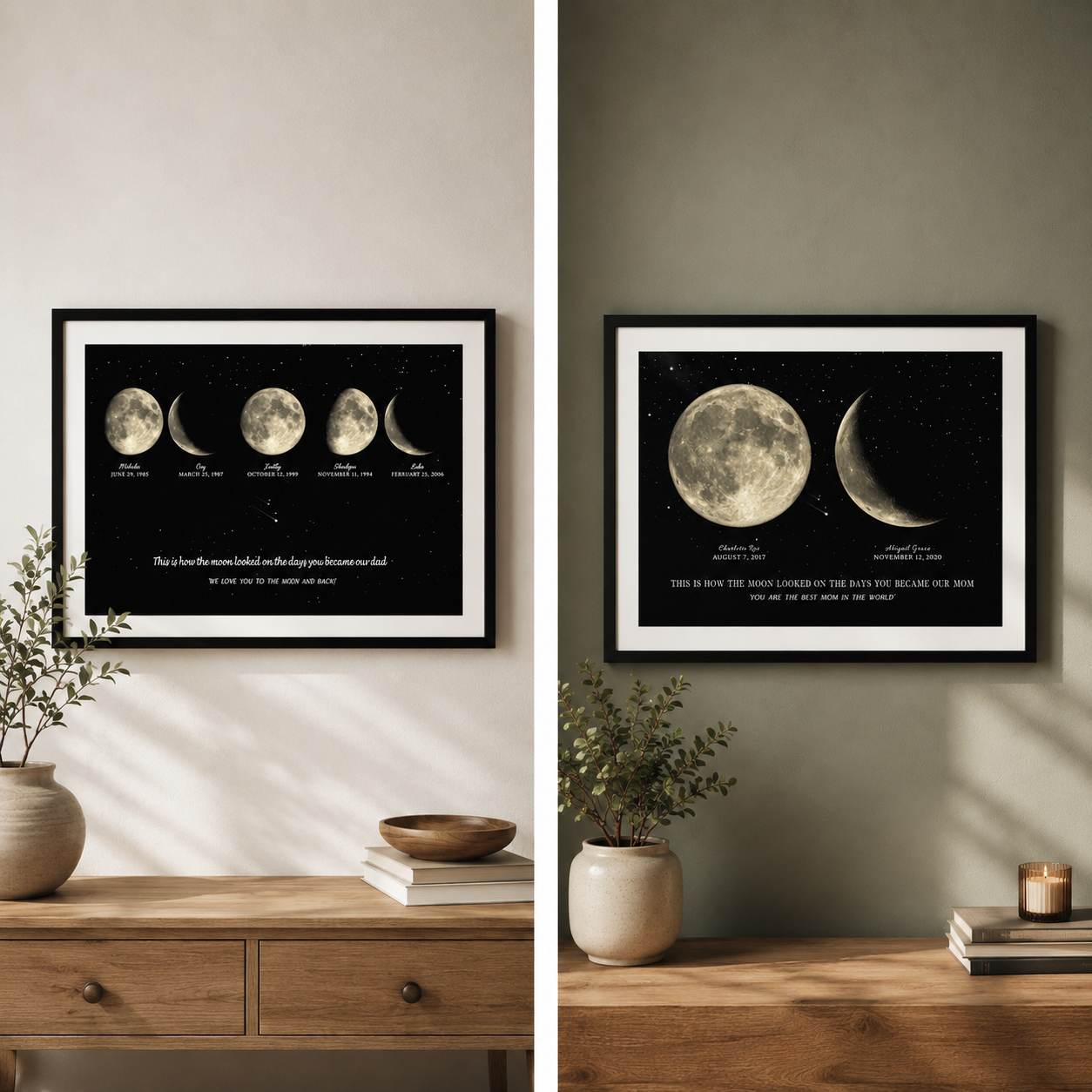 First Father's Day Moon Phase Print – Personalized Night Sky Gift for Dad
