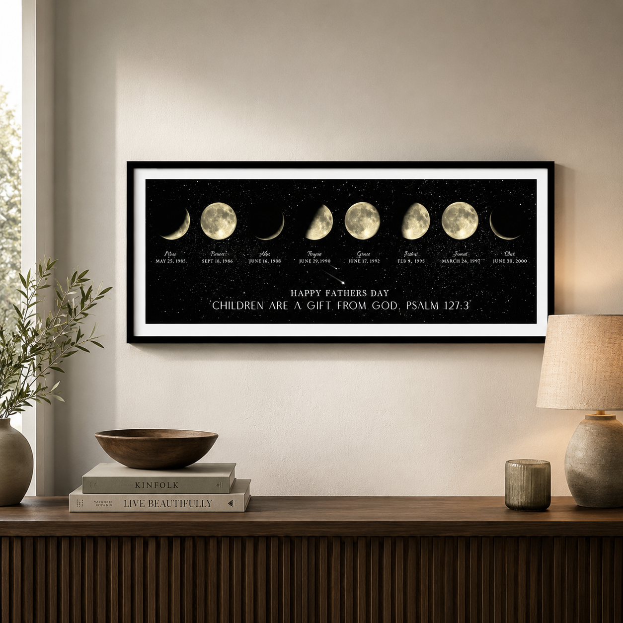 First Father's Day Moon Phase Print – Personalized Night Sky Gift for Dad