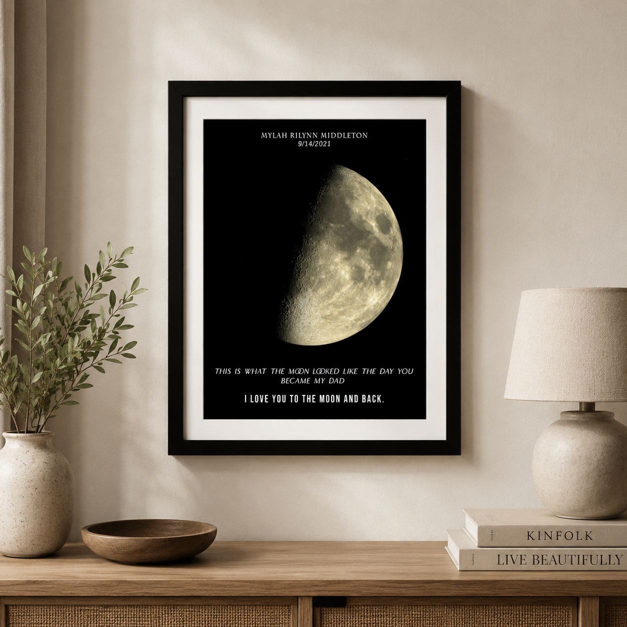Personalized Father’s Day Moon Phase Print – Custom Dad Gift from Kids – Night Sky Artwork for Father