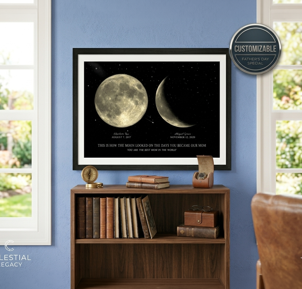 First Father's Day Moon Phase Print – Personalized Night Sky Gift for Dad