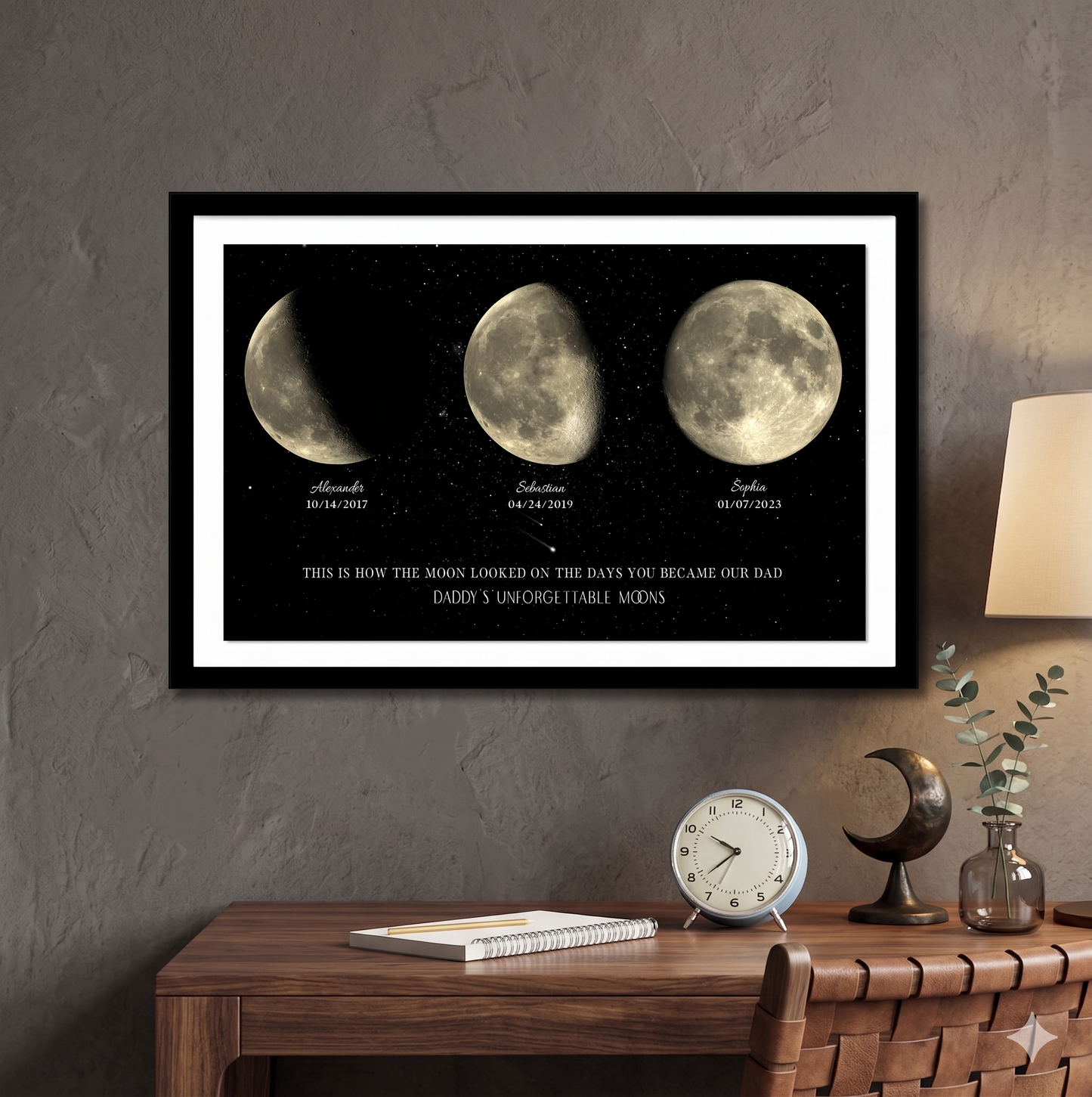 Personalized Father’s Day Moon Phase Print – Custom Dad Gift from Kids – Night Sky Artwork for Father