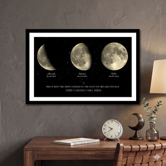 Personalized Father’s Day Moon Phase Print – Custom Dad Gift from Kids – Night Sky Artwork for Father