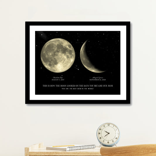 A moon phase print for mom on the wall