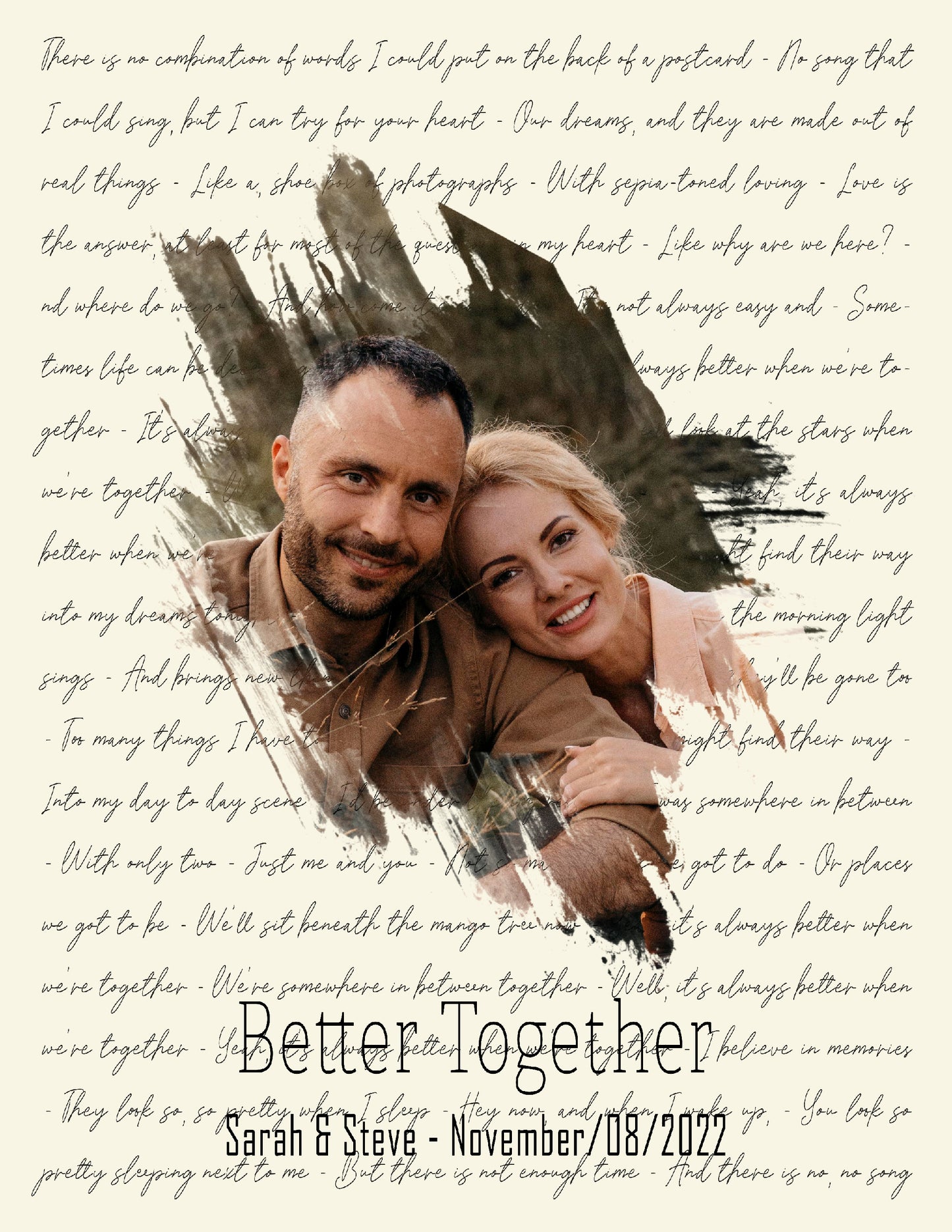 Custom Couple Photo & Song Lyrics Print – A Meaningful Valentine’s Gift