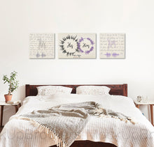 Load image into Gallery viewer, One Year Anniversary Gift For Valentines Day - Custom 3 Piece Vows and Sound Waves Art Print on Canvas