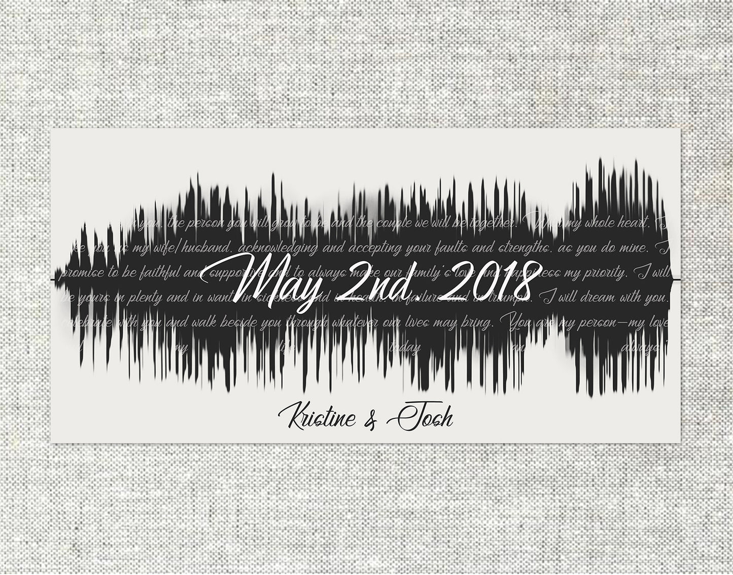 Soundwave Art Print Anniversary Gift, Wedding Vows Inside Sound Wave, Anniversary Gift For Her
