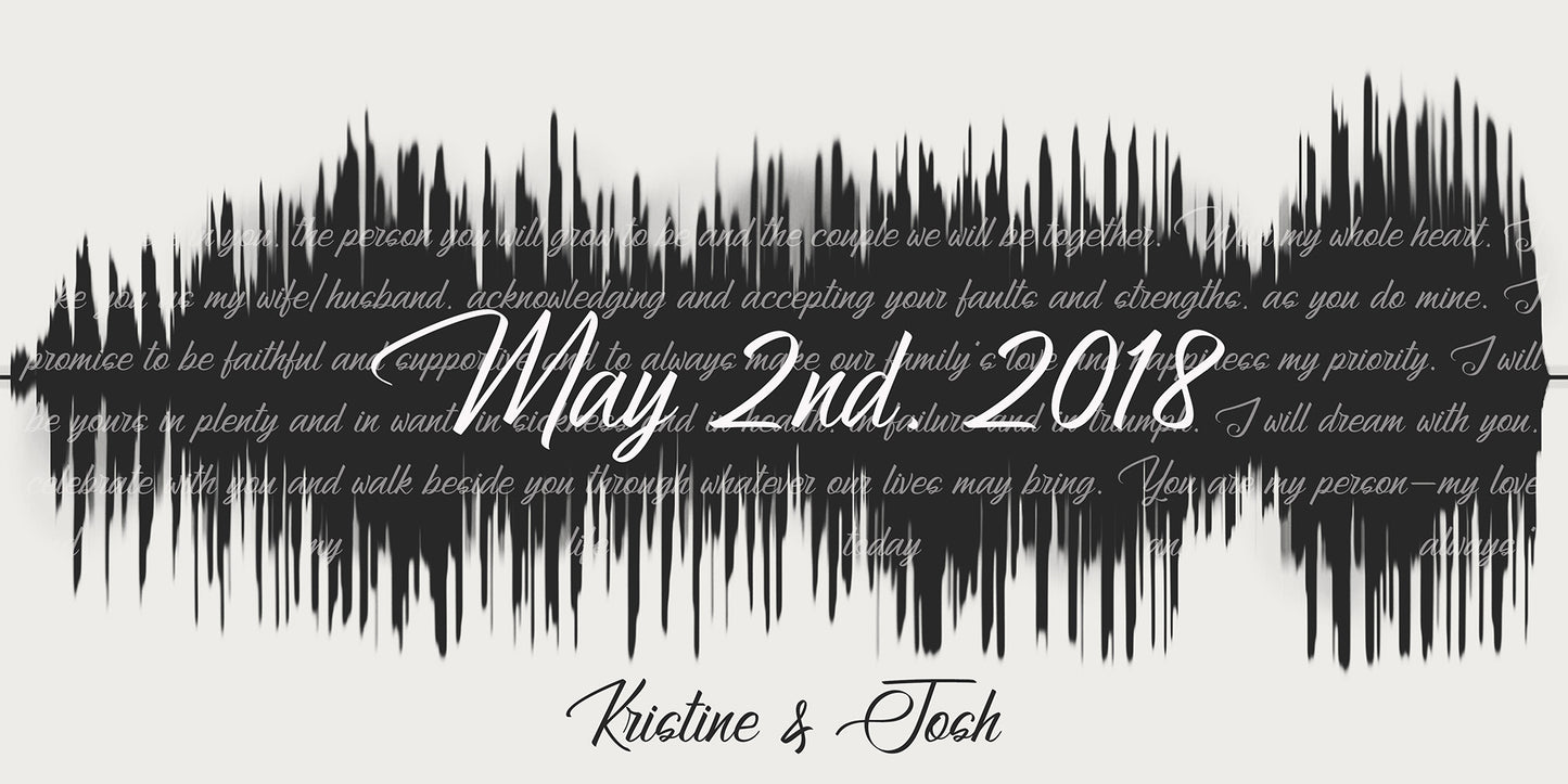 Soundwave Art Print Anniversary Gift, Wedding Vows Inside Sound Wave, Anniversary Gift For Her