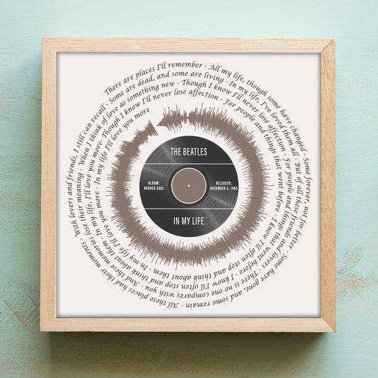 Beatles In My Life Wall Art | Beatles Song Lyrics Soundwave Art | Song Lyrics Wall Art From The Beatles Songs