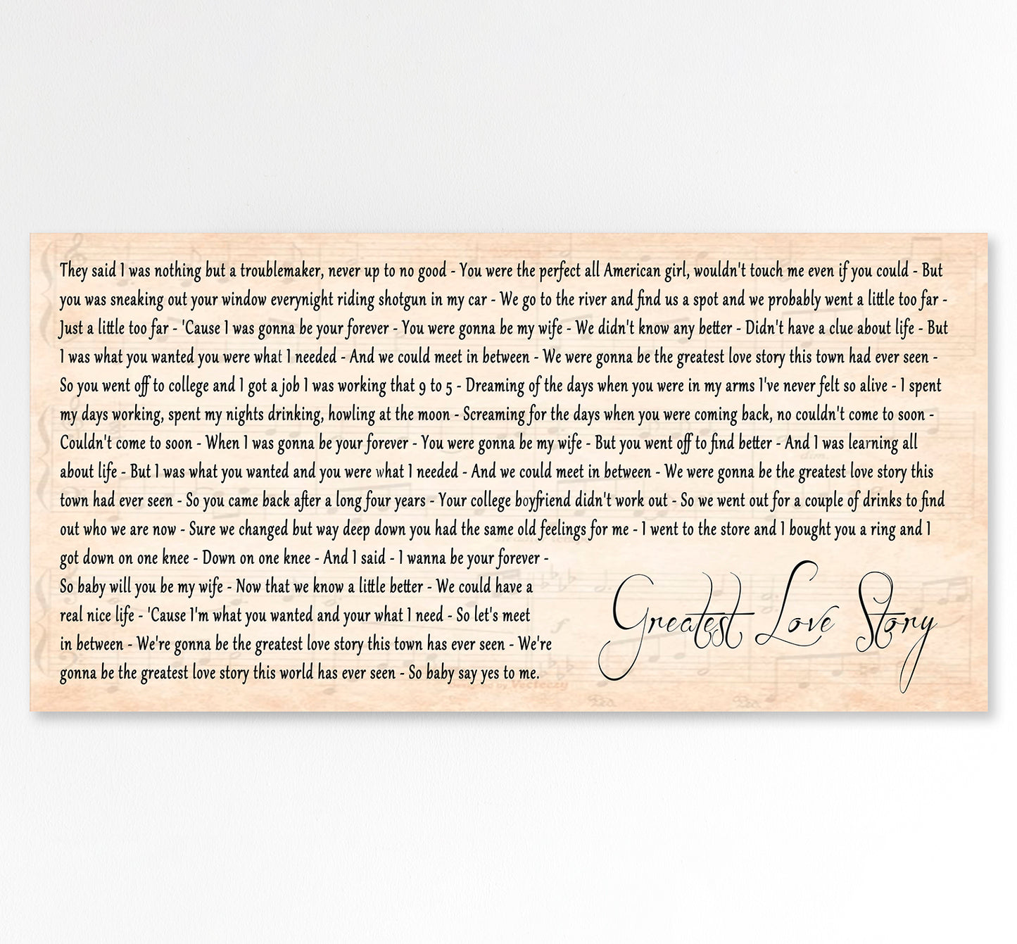 Song Lyrics Wall Art Anniversary Gift | First Dance Song Lyrics Wall Art