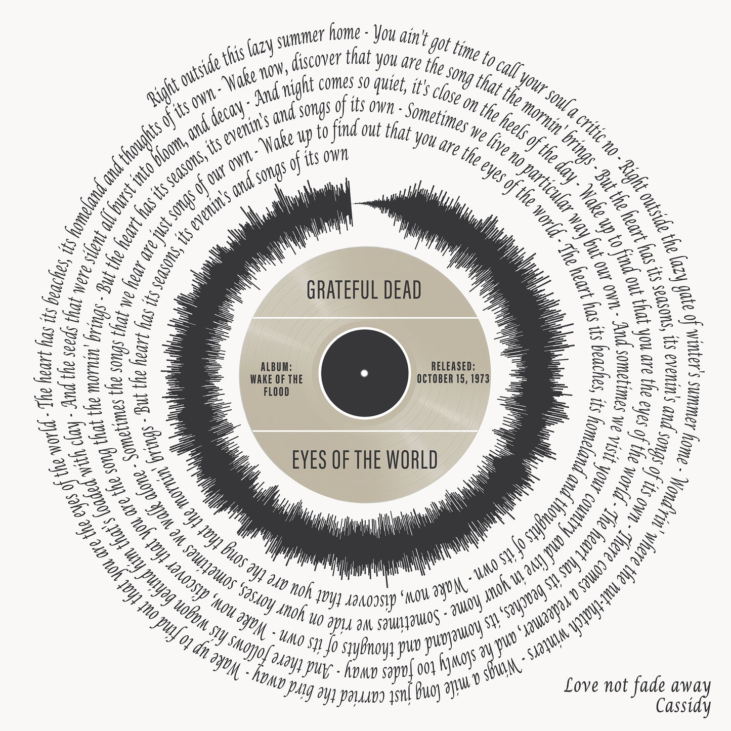 Eyes Of The World Lyrics - Grateful Dead Song Lyrics | Custom Birthday Gift For Men | Soundwave Art |  Gift For Husband