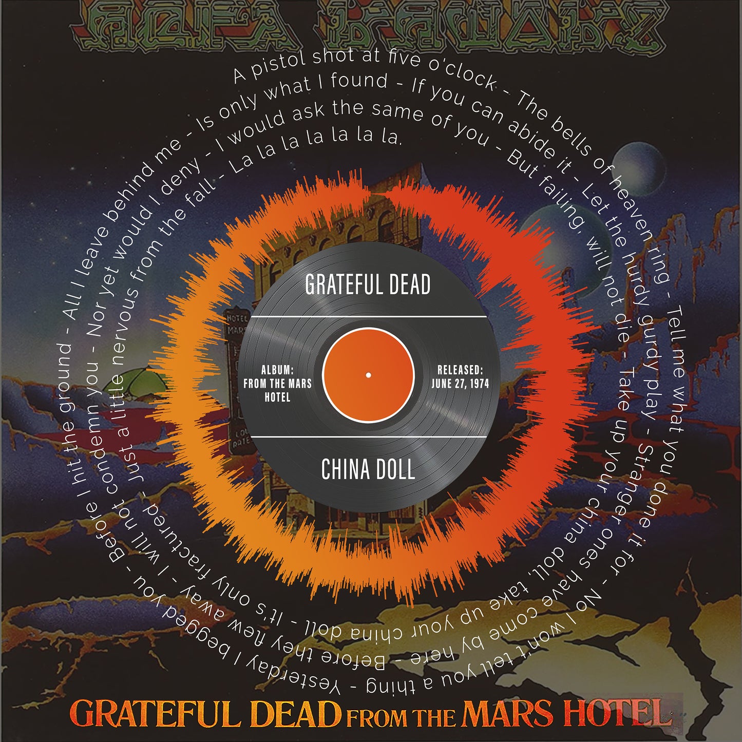 Grateful Dead China Doll Lyrics | Gift For Boyfriend | Sound Wave Art | Birthday Gift For Husband