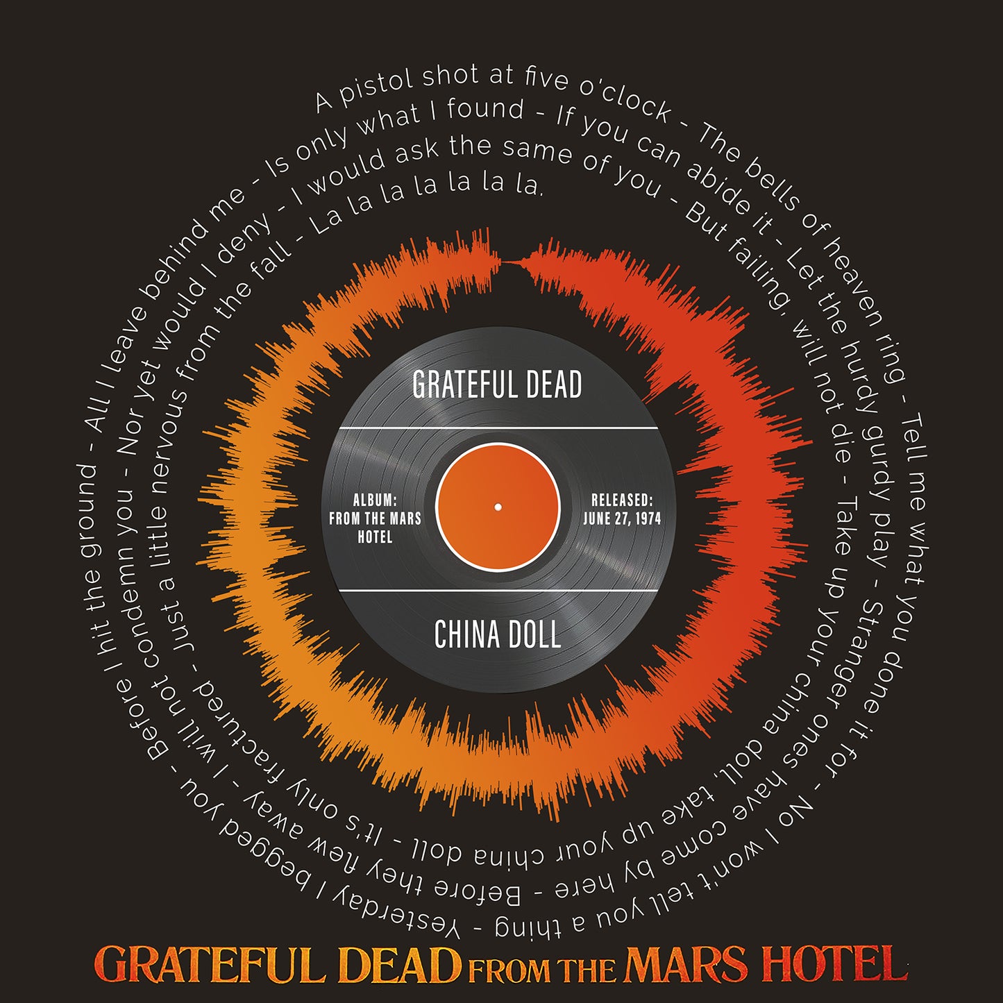 Grateful Dead China Doll Lyrics | Gift For Boyfriend | Sound Wave Art | Birthday Gift For Husband