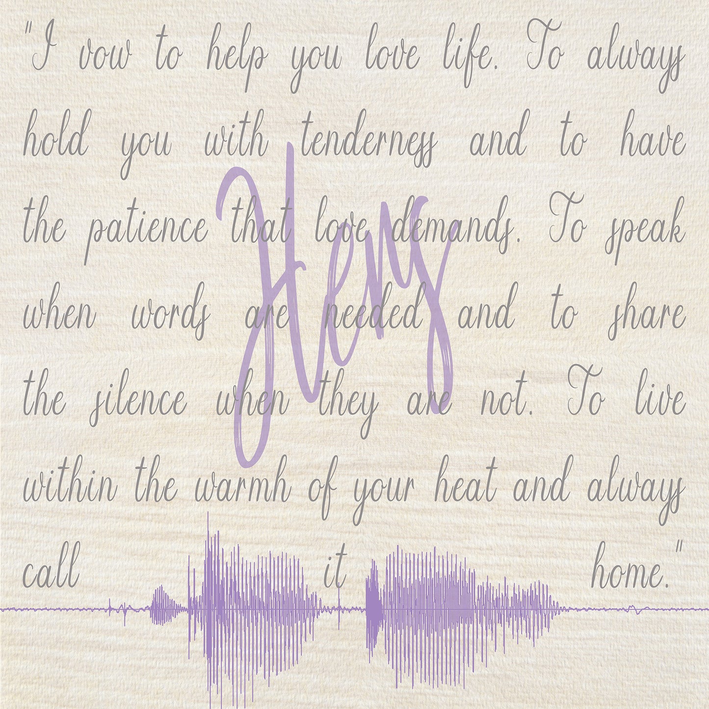 One Year Anniversary Gift For Valentines Day - Custom 3 Piece Vows and Sound Waves Art Print on Canvas