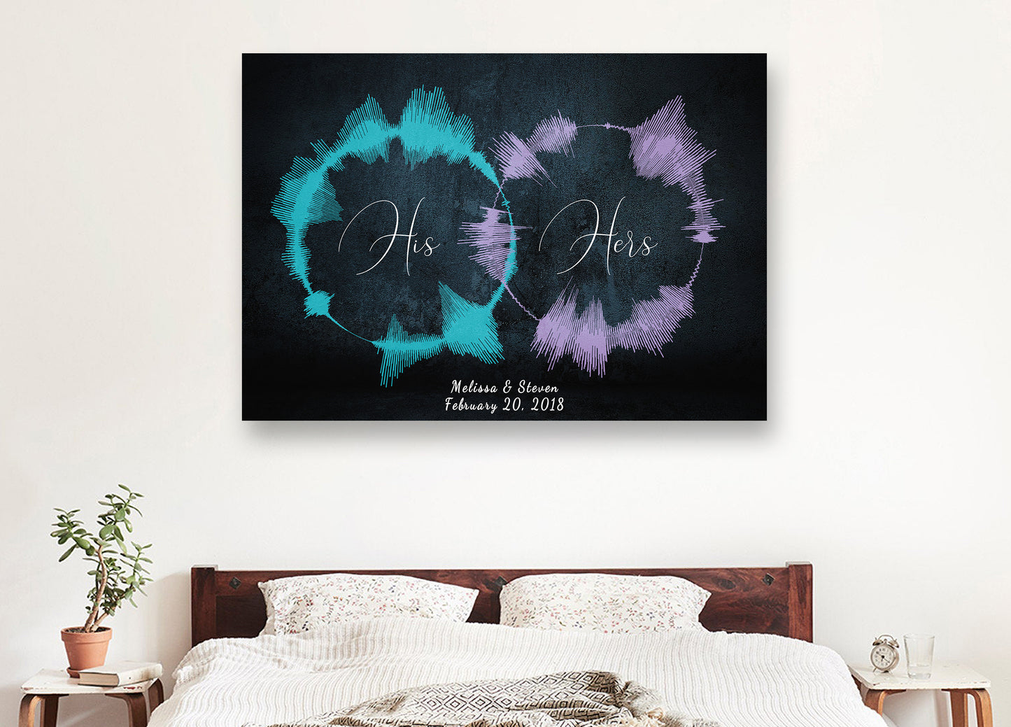 Wedding Vow Sound Wave Print on Canvas Anniversary Gift For Couples