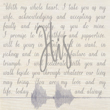 Load image into Gallery viewer, One Year Anniversary Gift For Valentines Day - Custom 3 Piece Vows and Sound Waves Art Print on Canvas