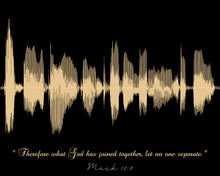 Load image into Gallery viewer, Custom Sound Wave Art Print From Bible Verses | Words Of Wisdom | Mark 10:9 Soundwave Print