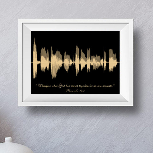 Custom Sound Wave Art Print From Bible Verses | Words Of Wisdom | Mark 10:9 Soundwave Print