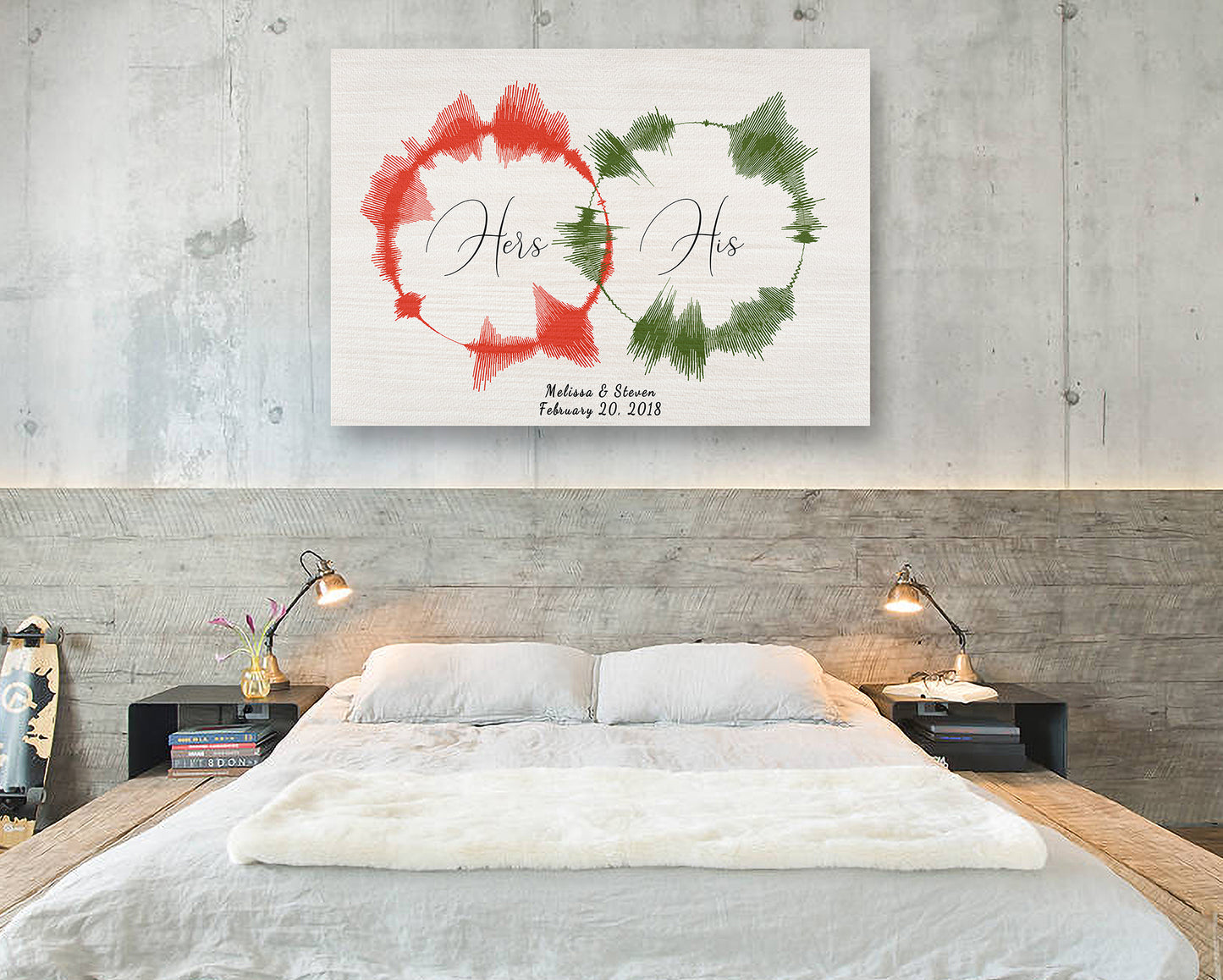 Wedding Vow Sound Wave Print on Canvas Anniversary Gift For Couples