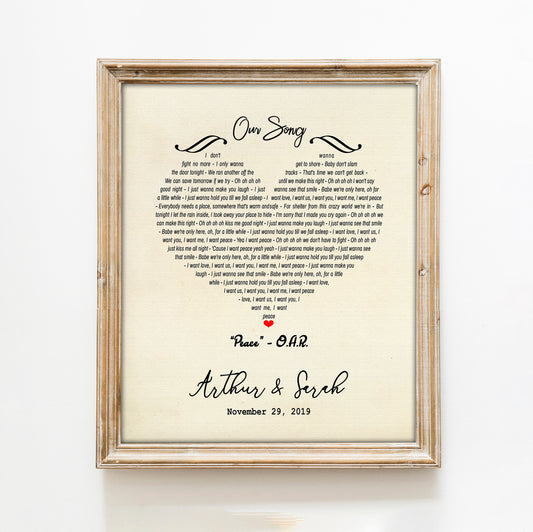 Song Lyrics Wall Art Valentine's Day Gift - Paper Anniversary Gift For Couples