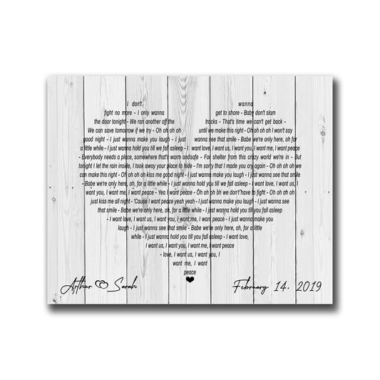 Song Lyrics Wall Art, Wedding Song Art Canvas, Canvas Wall Art, Wedding Gift Canvas