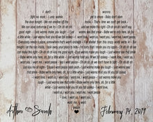 Load image into Gallery viewer, Song Lyrics Wall Art, Wedding Song Art Canvas, Canvas Wall Art, Wedding Gift Canvas
