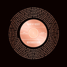 Load image into Gallery viewer, Song Lyrics Print | Personalized Gift For Him | Song Lyrics Guns N Roses November Rain