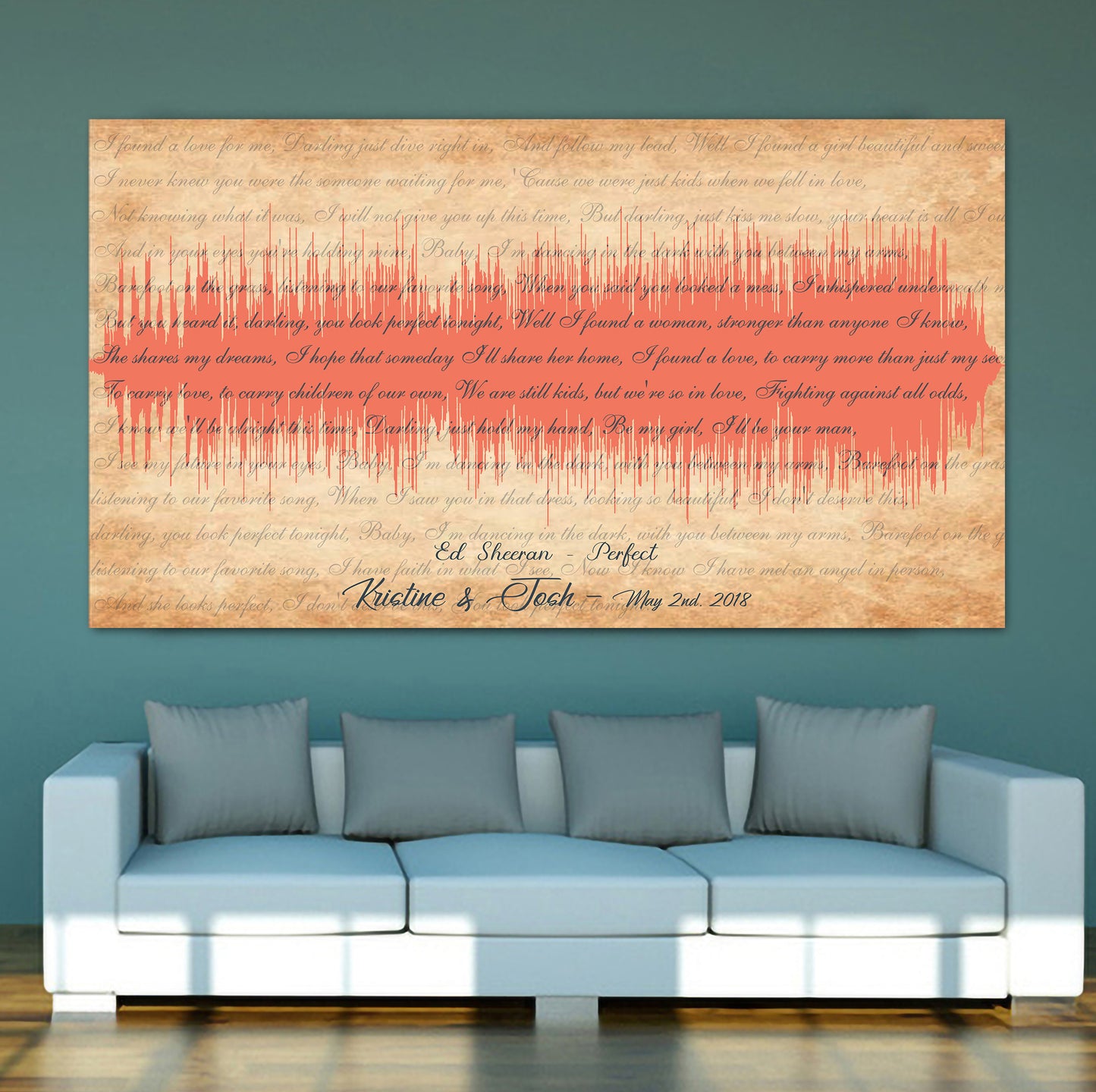 Wedding Song Lyrics Gift For Him | Wedding Song Lyrics Wall Art | First Dance Song Sound Wave