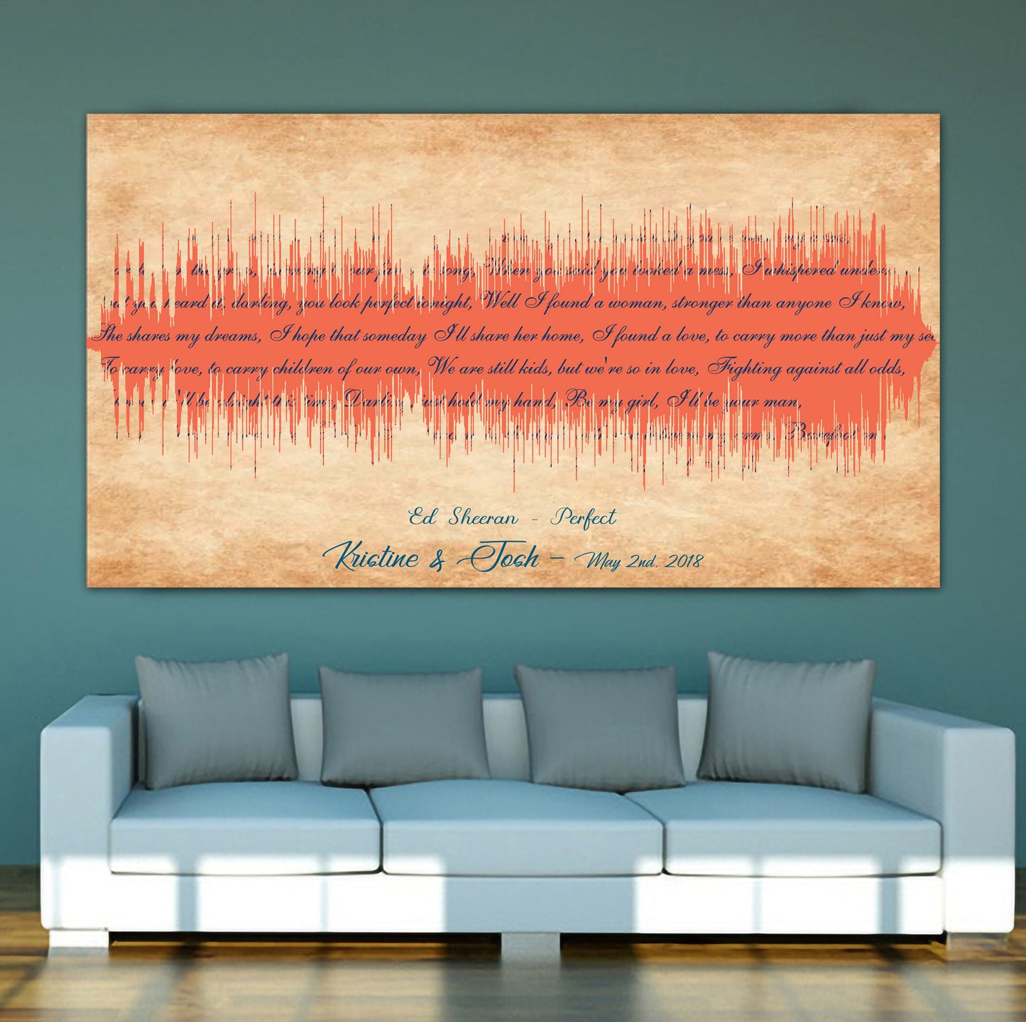 Wedding Song Lyrics Gift For Him | Wedding Song Lyrics Wall Art | First Dance Song Sound Wave