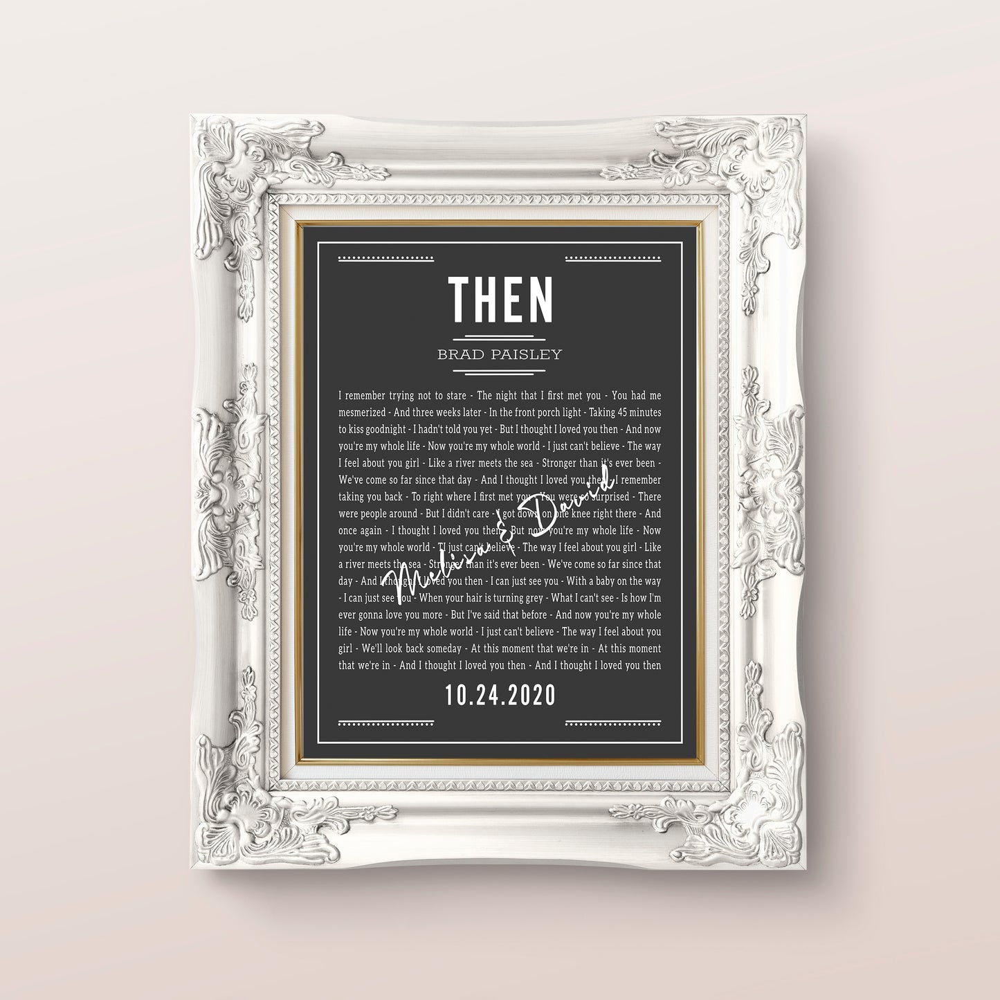 Song Lyrics Wall Art Poster | One Year Anniversary Gift For Husband | "Then" Brad Paisley Song Lyrics Gift