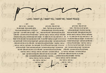 Load image into Gallery viewer, 1st Anniversary Gift for Him, Paper Anniversary Gift, Wedding Song Lyrics