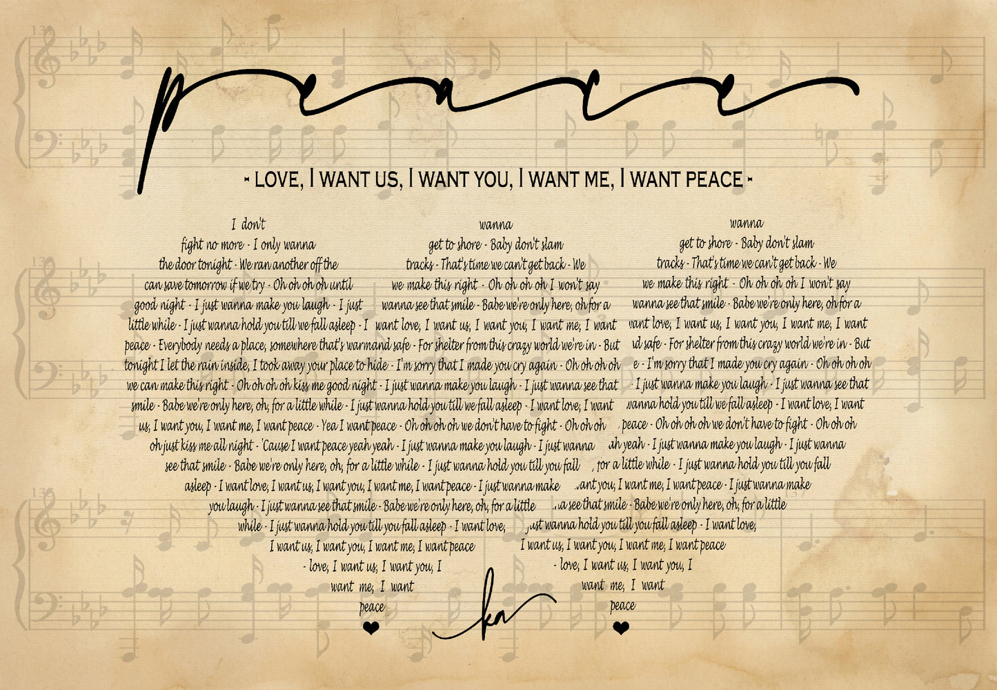 2nd Anniversary Gift for Him, Wedding Song Lyrics Gift, Cotton Anniversary Gift