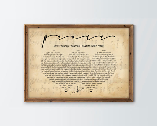 1st Anniversary Gift for Him, Paper Anniversary Gift, Wedding Song Lyrics